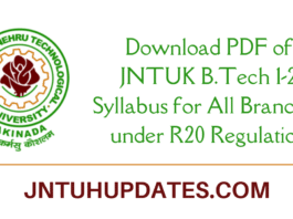 Download PDF of JNTUK B.Tech 1-2 Syllabus for All Branches under R20 Regulation